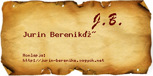 Jurin Bereniké névjegykártya